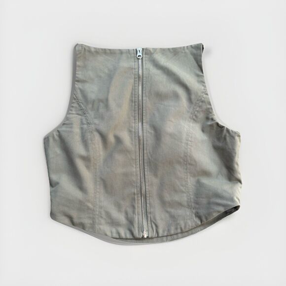 WAYF Green Two-piece Set Cropped Vest W back Zip & Wide-leg Oversized Pants Sz S - Picture 4 of 16